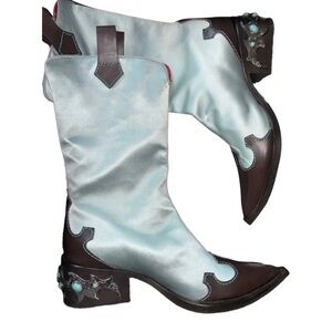 SOLD Giuseppe Zanotti Light Blue and Brown Heeled Boots